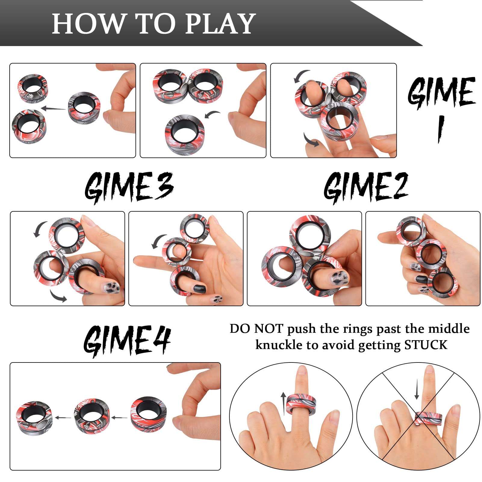 Finger Magnetic Rings Fidget Toy - 3pcs