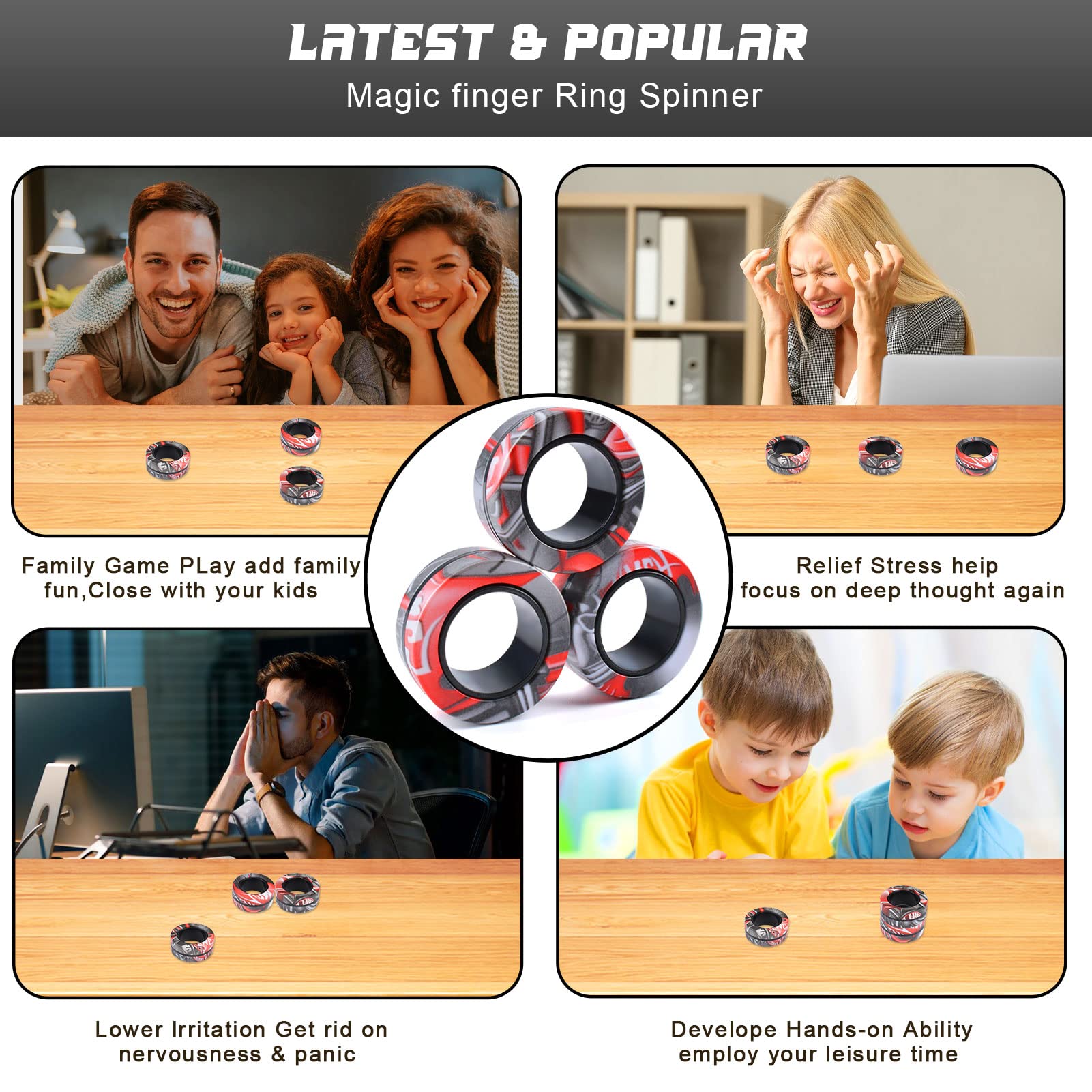 Finger Magnetic Rings Fidget Toy - 3pcs