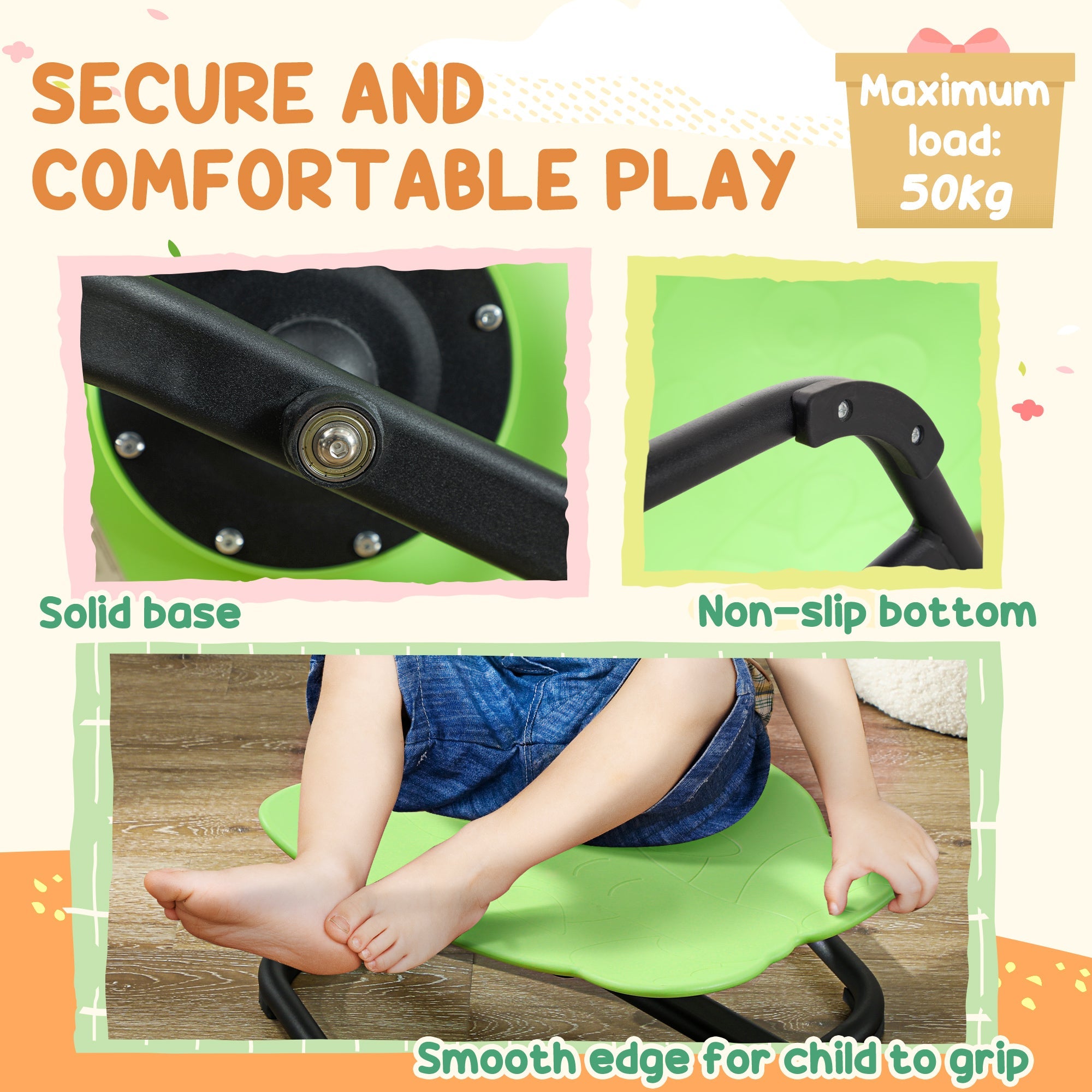 Sensory Spinning Chair - Green, Non slip base