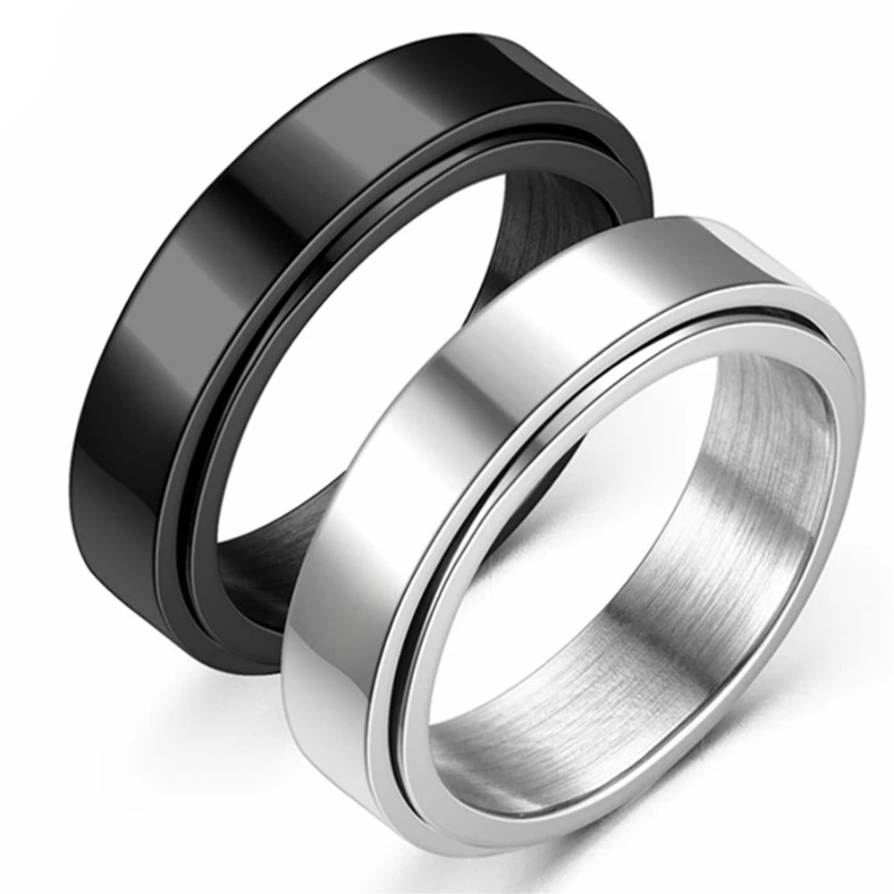 Anxiety Fidget Spinner Ring - Black or Silver