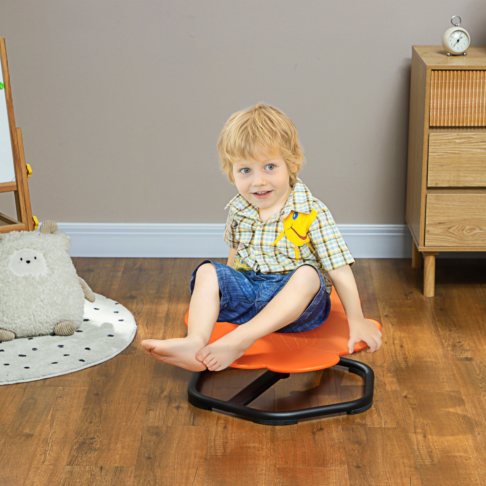 Sensory Spinning Chair - Orange, Non-Slip Base