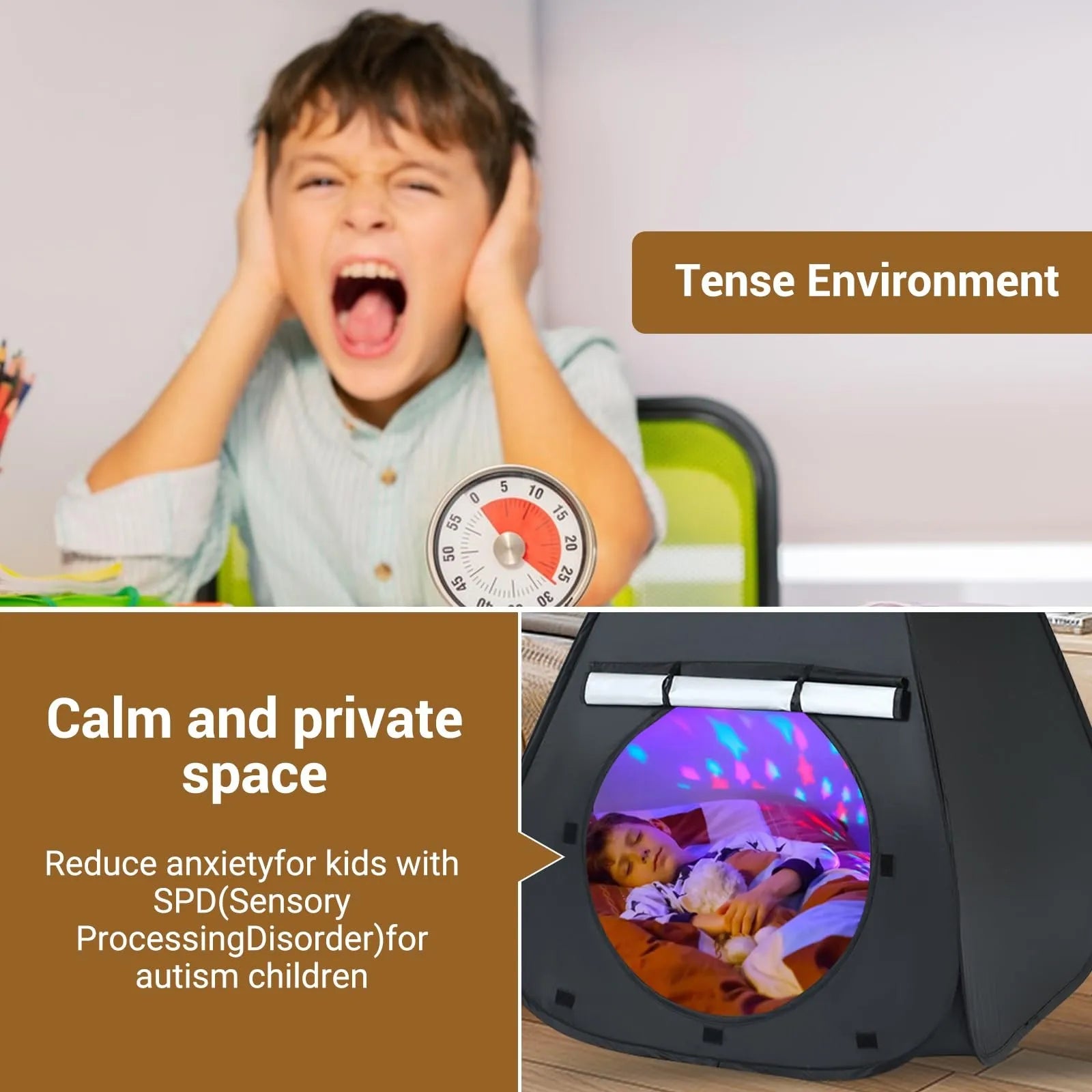 Blackout Sensory Tent - Foldable - With Storage Bag
