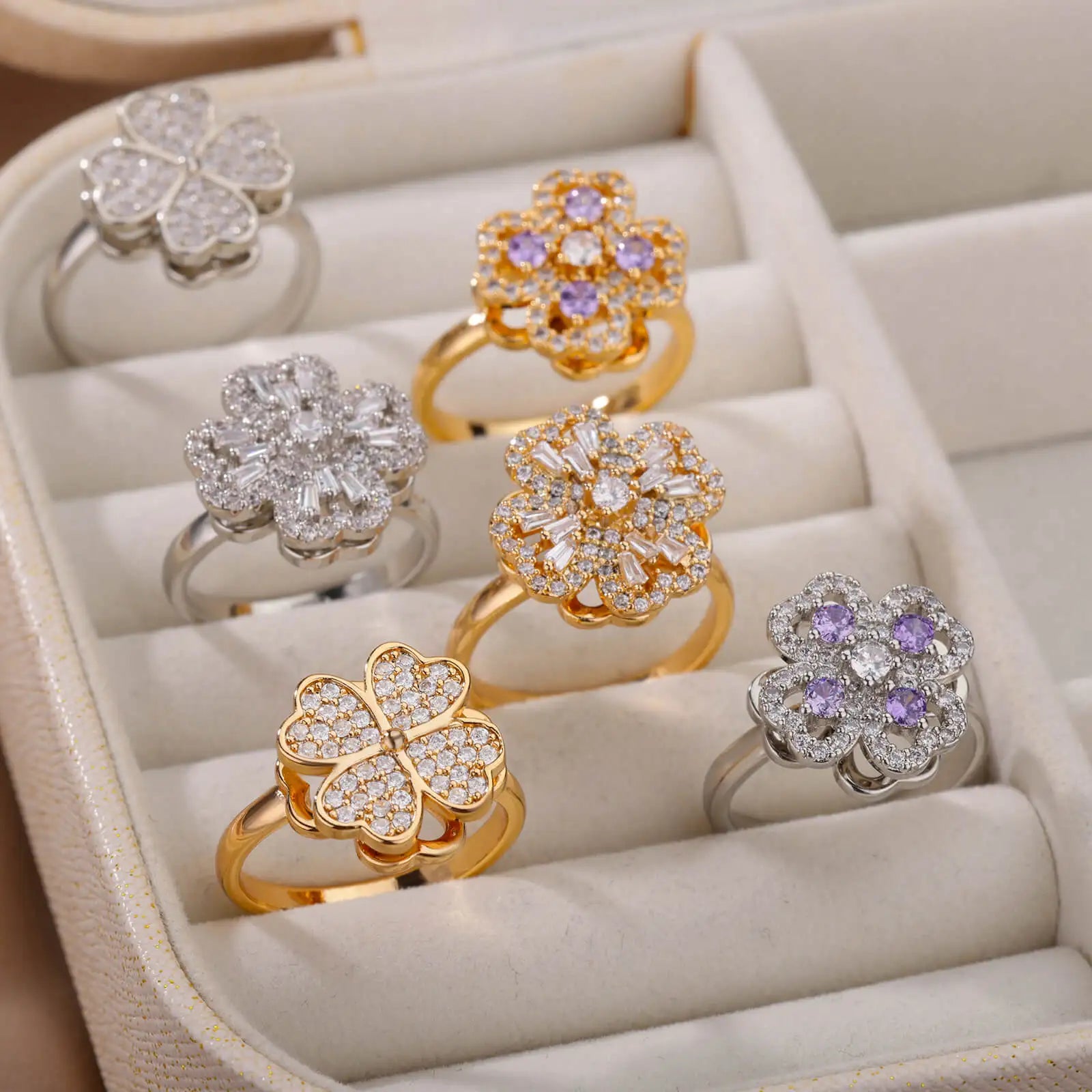 Fidget Spinner Clover Rings