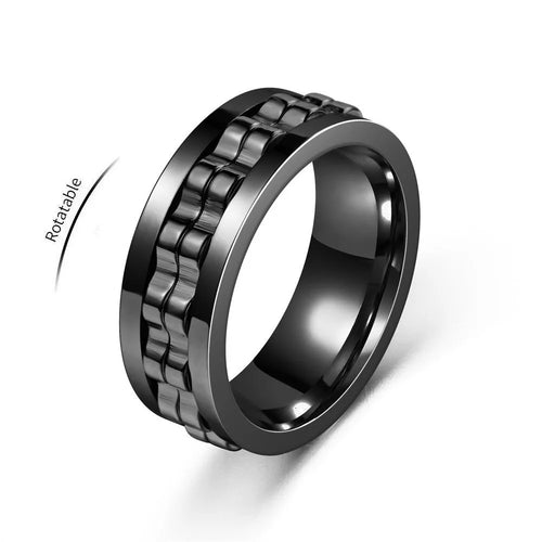 Anti-Stress, Stainless Steel Ring - Rotating Gear Chain