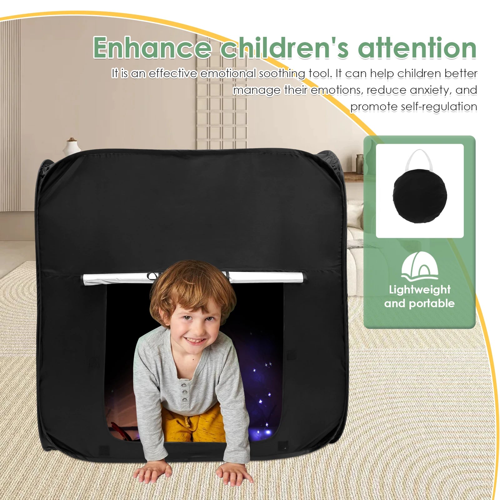 Kids Sensory Pop Up Tent with Storage Bag - Portable