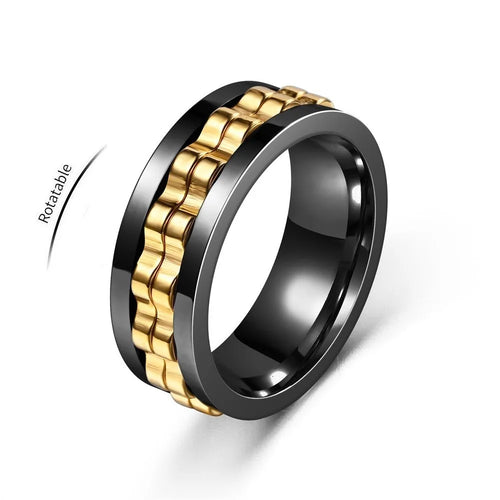 Anti-Stress, Stainless Steel Ring - Rotating Gear Chain
