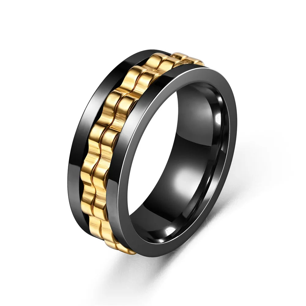 Anti-Stress, Stainless Steel Ring - Rotating Gear Chain