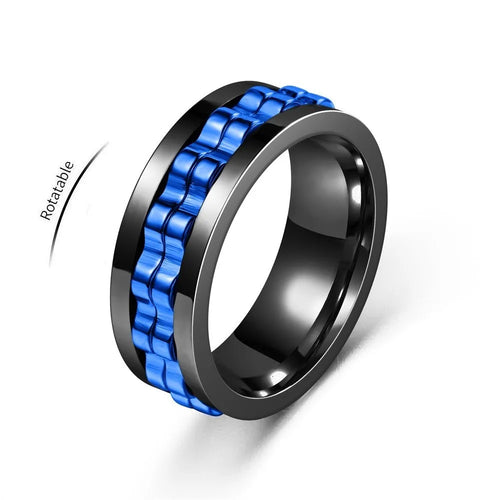 Anti-Stress, Stainless Steel Ring - Rotating Gear Chain