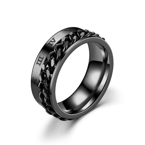 Anti Stress, Stainless Steel Spinner Ring - Demon eye pattern