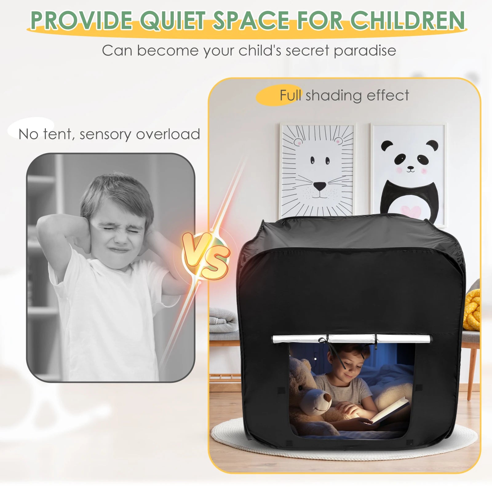 Kids Sensory Pop Up Tent with Storage Bag - Portable