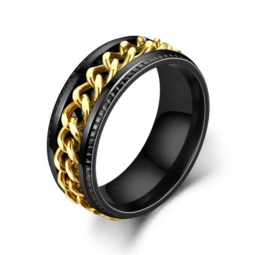 Spinner Ring, Stainless Steel Cuban Chain