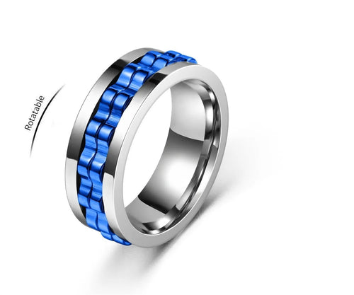 Anti-Stress, Stainless Steel Ring - Rotating Gear Chain