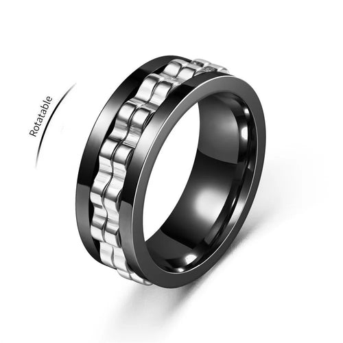 Anti-Stress, Stainless Steel Ring - Rotating Gear Chain