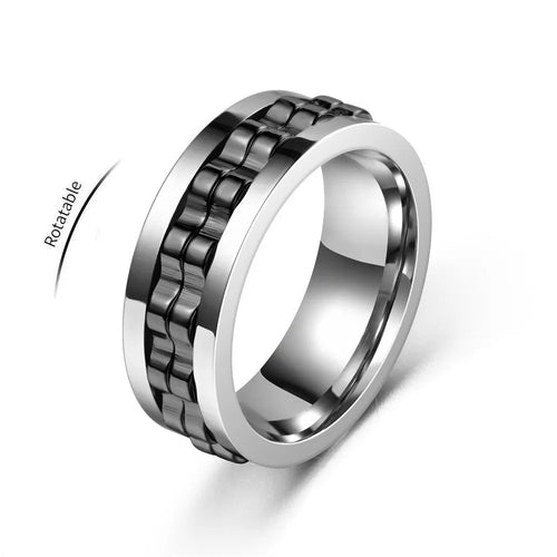 Anti-Stress, Stainless Steel Ring - Rotating Gear Chain