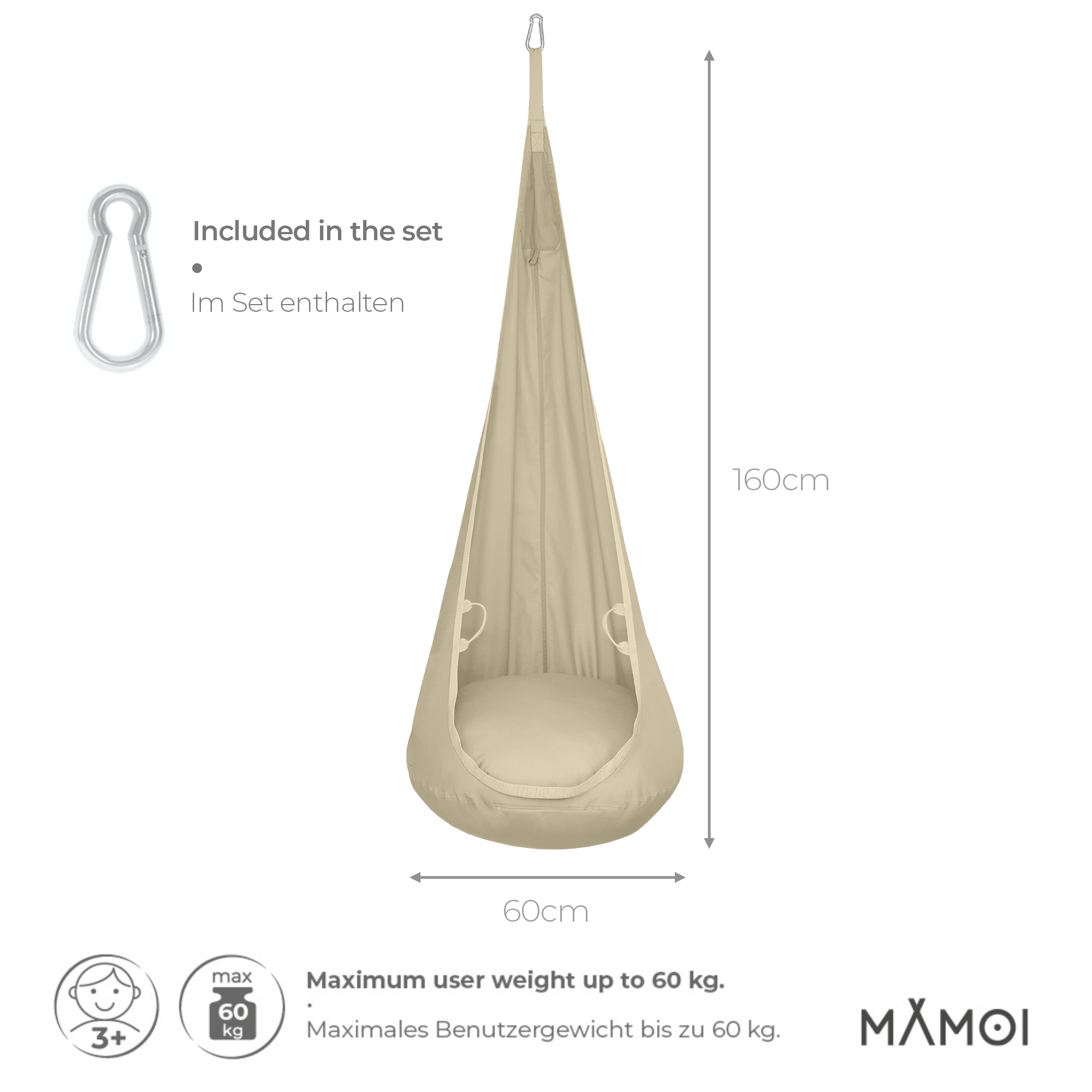 MAMOI® Swing hanging chair, Indoor hammock, Sensory swing seat for bedroom for kids, Child door swinging nest for autism, Garden egg swings for children-1