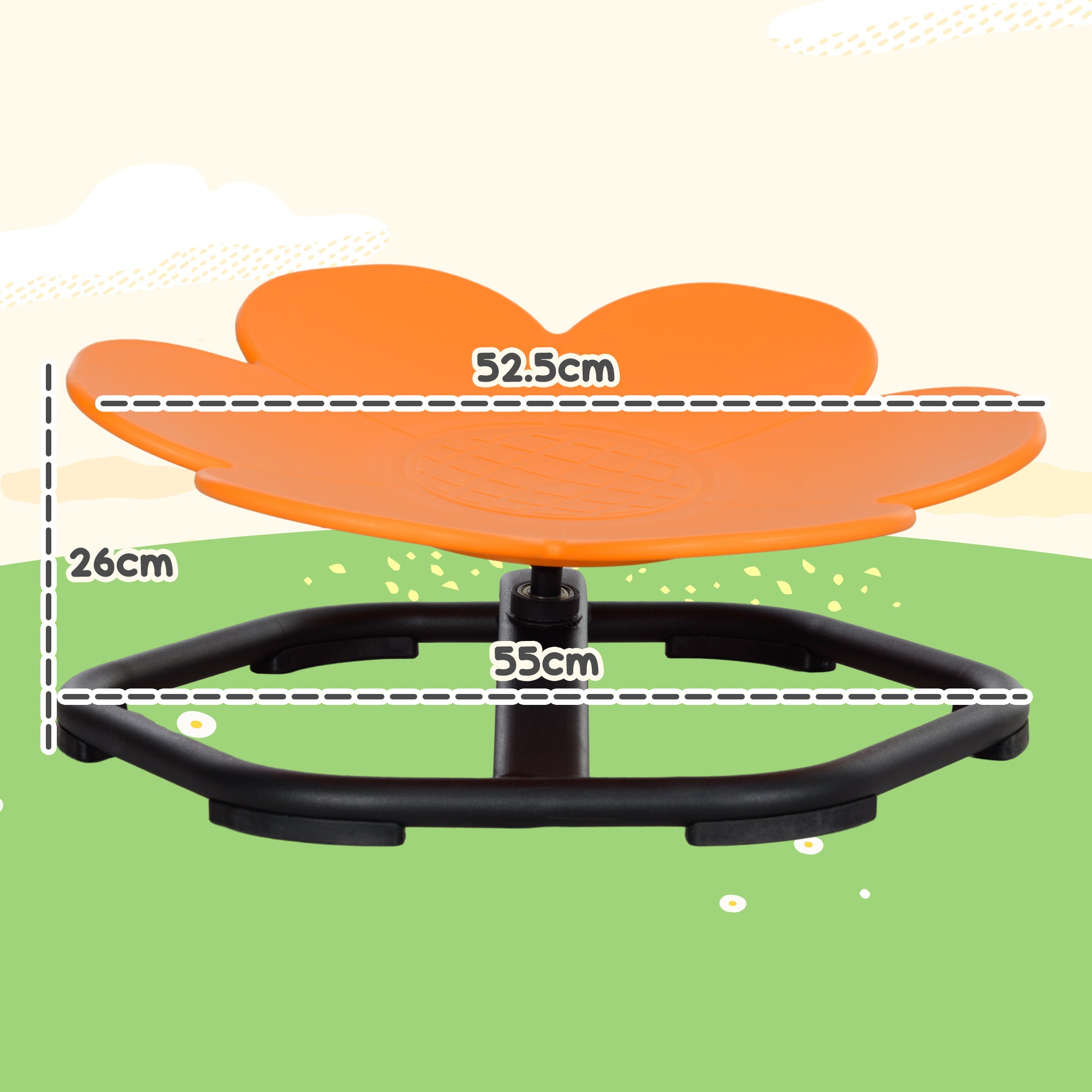 Sensory Spinning Chair - Orange, Non-Slip Base