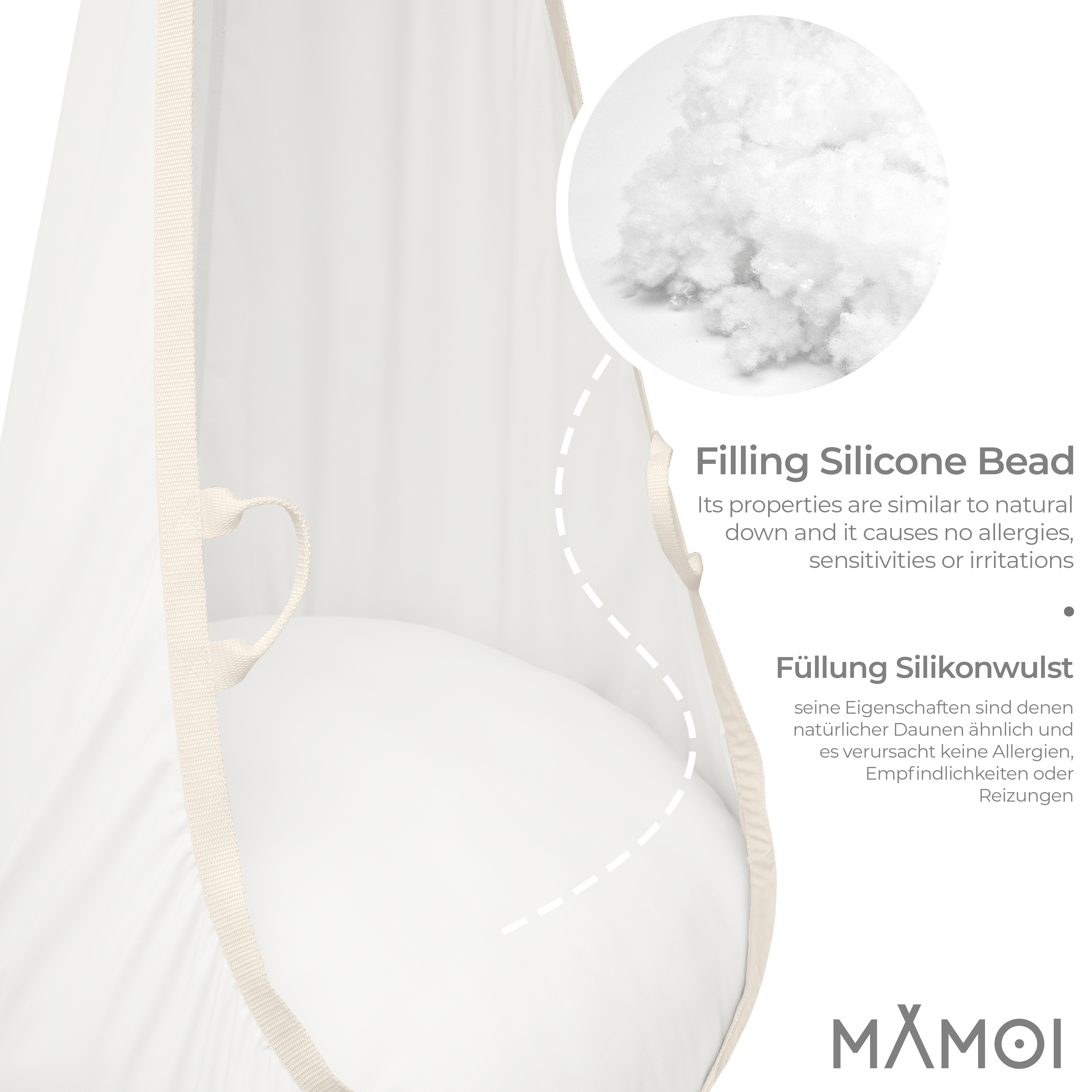 MAMOI® Swing hanging chair Beige, Indoor hammock, Sensory swing seat for bedroom for kids, Child door swinging nest for autism, Garden egg swings for children-2