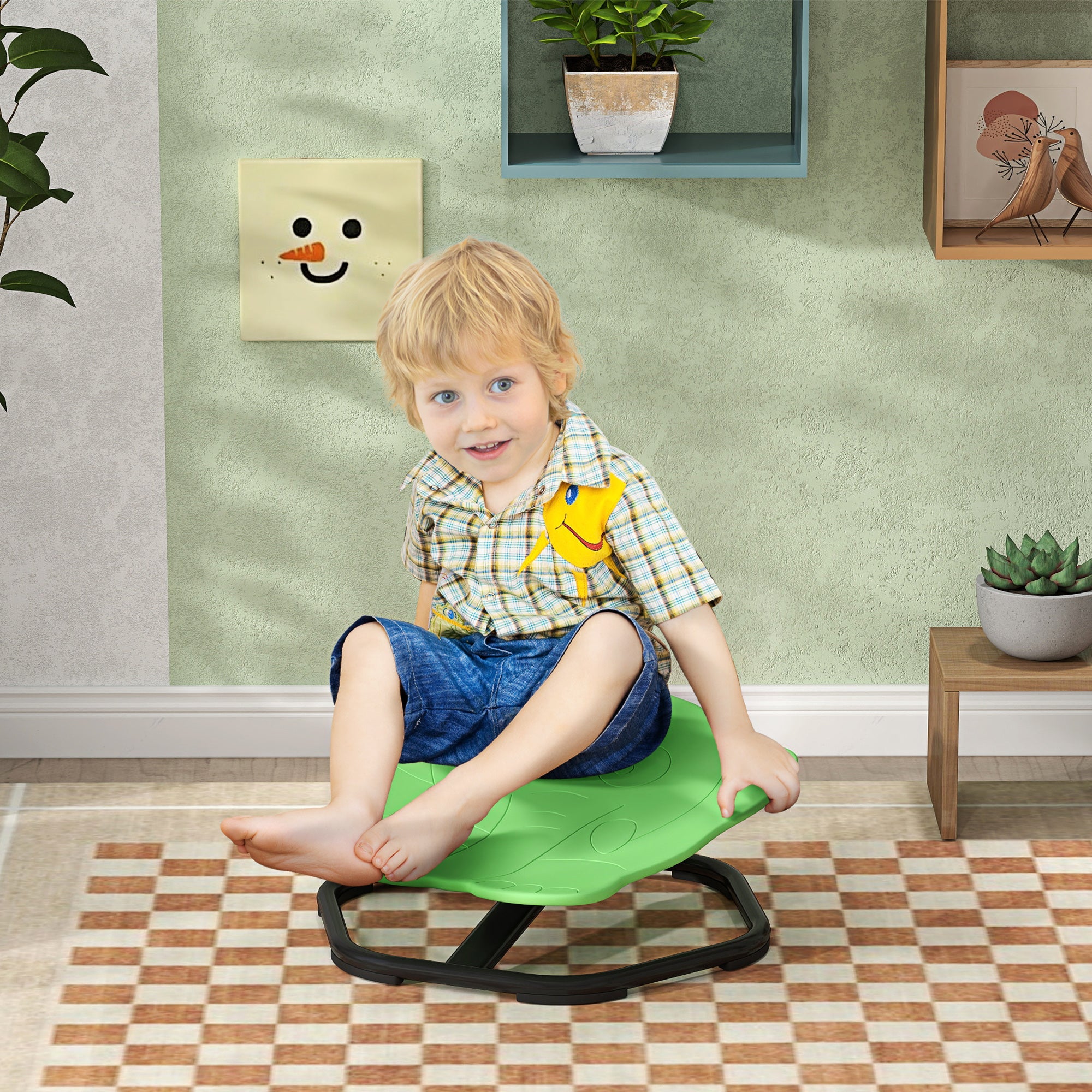 Sensory Spinning Chair - Green, Non slip base