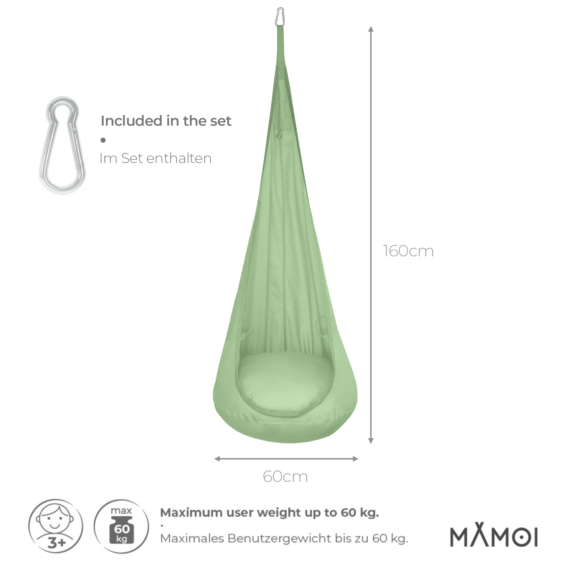 MAMOI® Swing hanging chair, Indoor hammock, Sensory swing seat for bedroom for kids, Child door swinging nest for autism, Garden egg swings for children-1